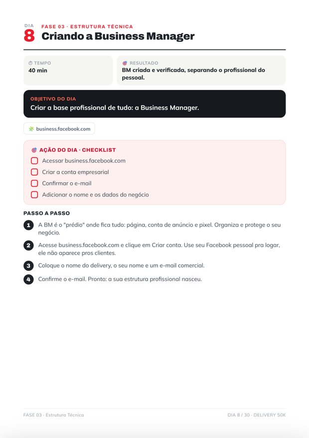 Página técnica sobre criação da Business Manager